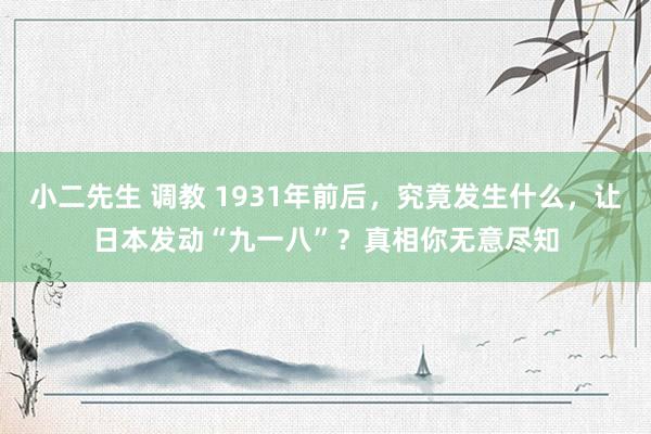 小二先生 调教 1931年前后，究竟发生什么，让日本发动“九一八”？真相你无意尽知