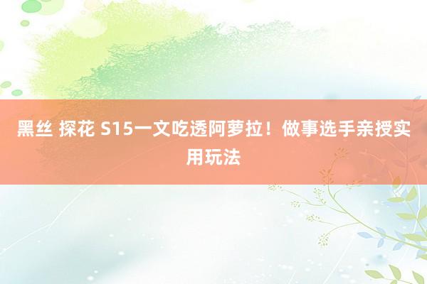 黑丝 探花 S15一文吃透阿萝拉！做事选手亲授实用玩法