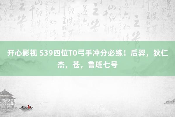 开心影视 S39四位T0弓手冲分必练！后羿，狄仁杰，苍，鲁班七号