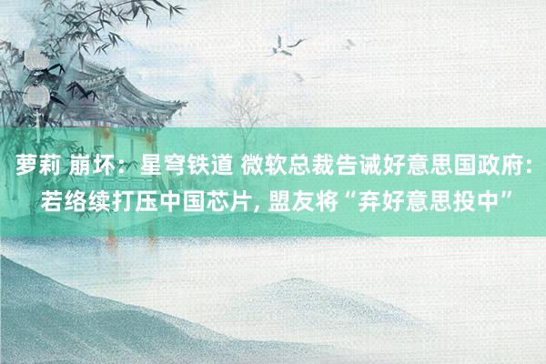 萝莉 崩坏：星穹铁道 微软总裁告诫好意思国政府: 若络续打压中国芯片, 盟友将“弃好意思投中”