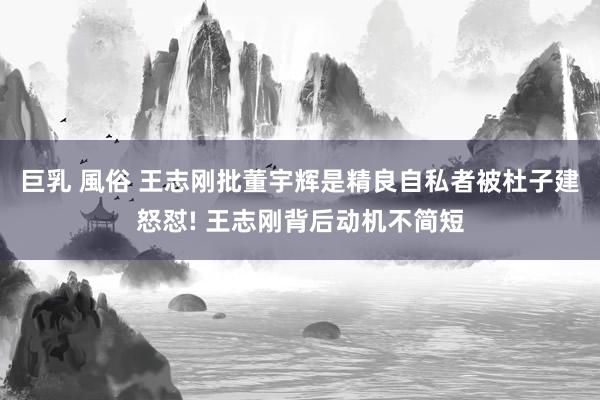 巨乳 風俗 王志刚批董宇辉是精良自私者被杜子建怒怼! 王志刚背后动机不简短