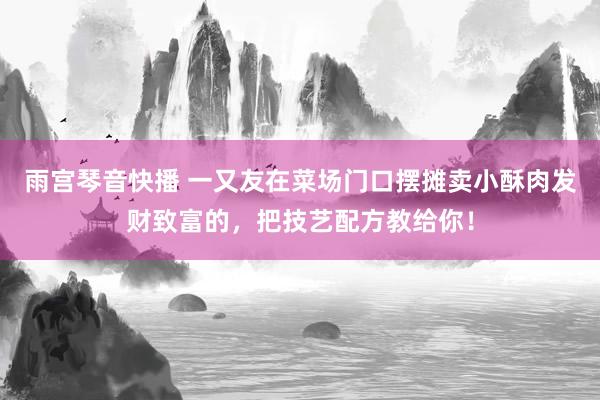 雨宫琴音快播 一又友在菜场门口摆摊卖小酥肉发财致富的，把技艺配方教给你！