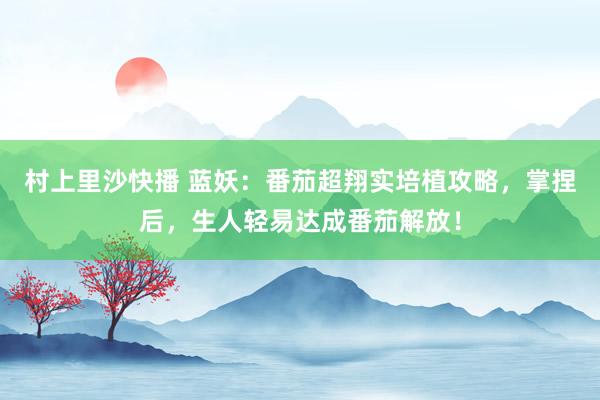 村上里沙快播 蓝妖：番茄超翔实培植攻略，掌捏后，生人轻易达成番茄解放！